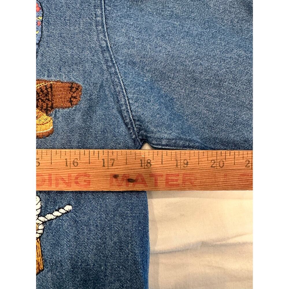 Cambridge Dry Goods Country Store Women’s Denim Embroidered Leather Collar Shirt - Picture 11 of 13